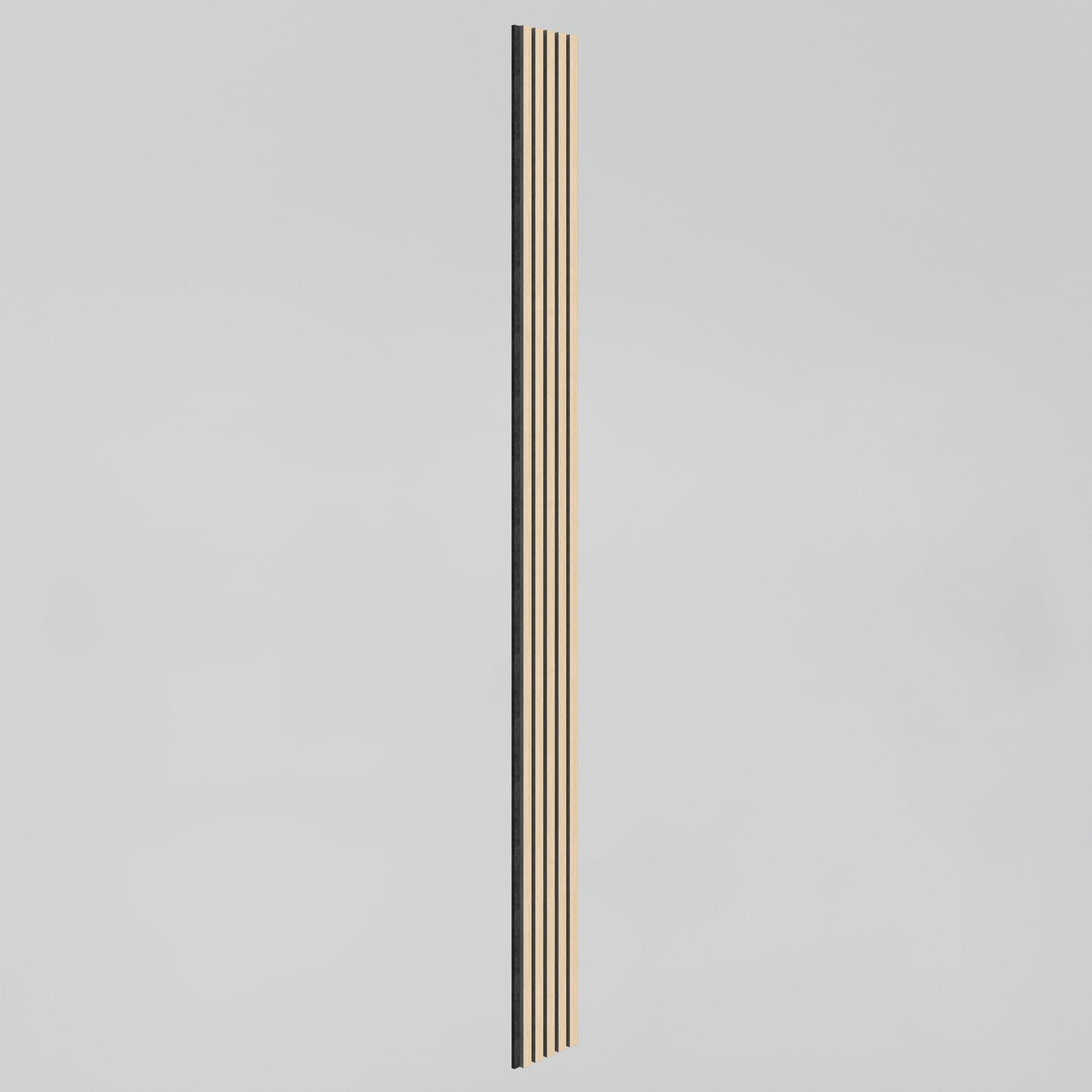 The Artika Sonolok sound-absorbing wall panel kit, a narrow vertical wooden panel with evenly spaced black grooves, is shown against a plain white background.