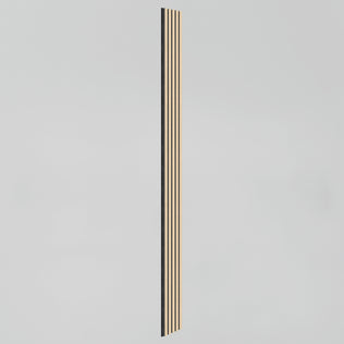 The Artika Sonolok sound-absorbing wall panel kit, a narrow vertical wooden panel with evenly spaced black grooves, is shown against a plain white background.