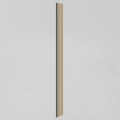 The Artika Sonolok sound-absorbing wall panel kit, a narrow vertical wooden panel with evenly spaced black grooves, is shown against a plain white background.
