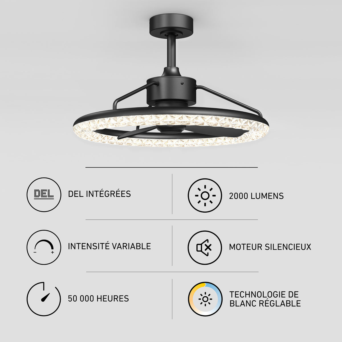 Carat 23 in. (58 cm) LED modern fandelier ceiling fan with light - includes remote
