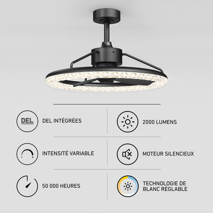 Carat 23" LED Modern Ceiling Fan with Remote Control