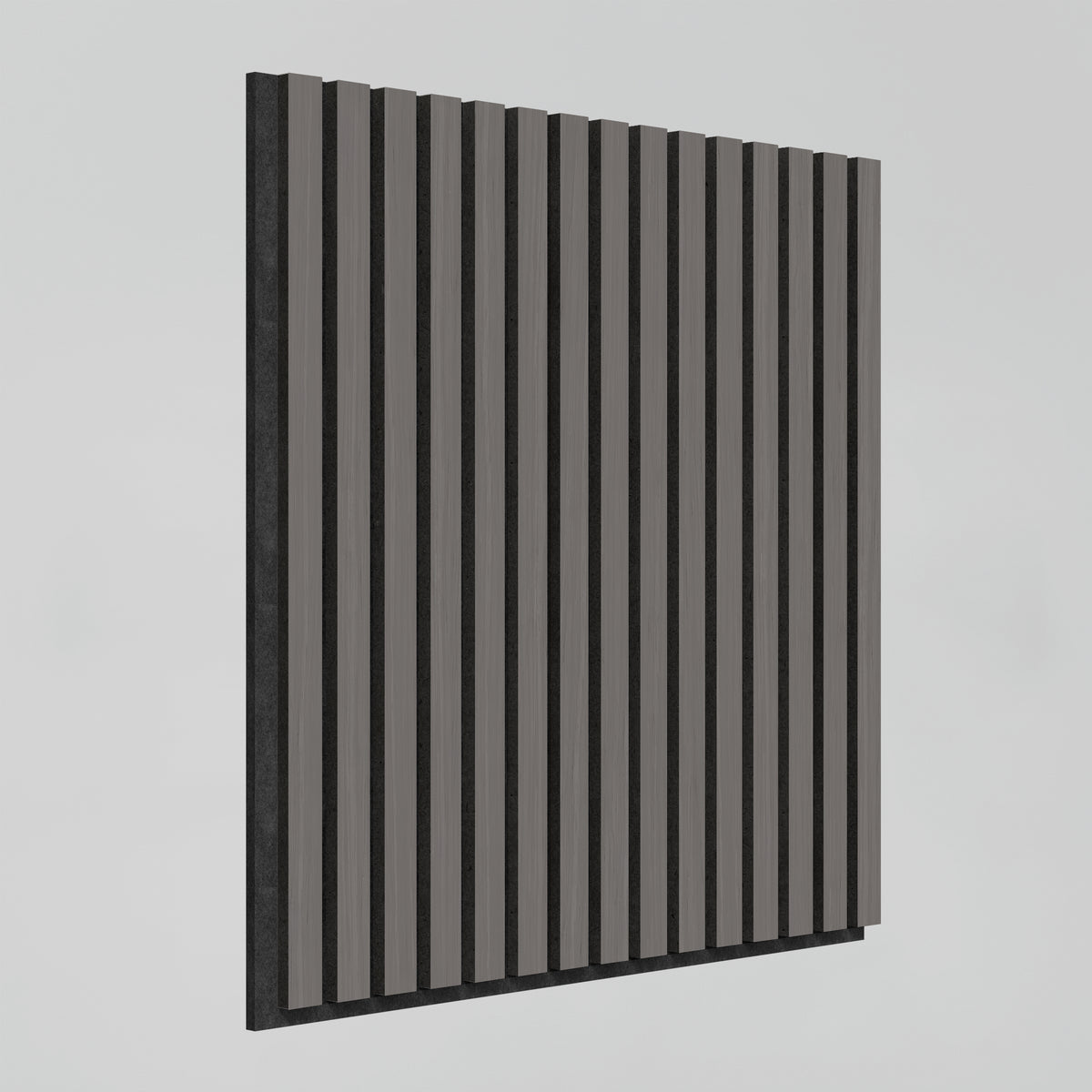 The Artika Sonolok 15.5 ft sound-absorbing wall panel kit features evenly spaced vertical black and gray slats on a light gray background.