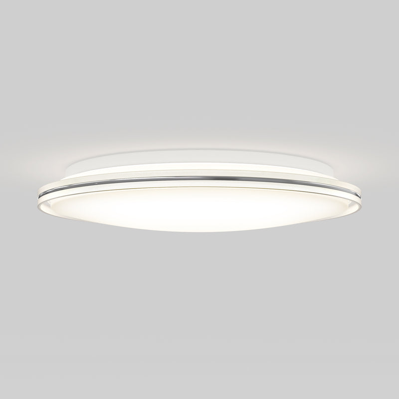 The Artika Astrid 16.5 in. LED flush mount light features 5 CCT, dimming, a white diffuser, and metallic trim.