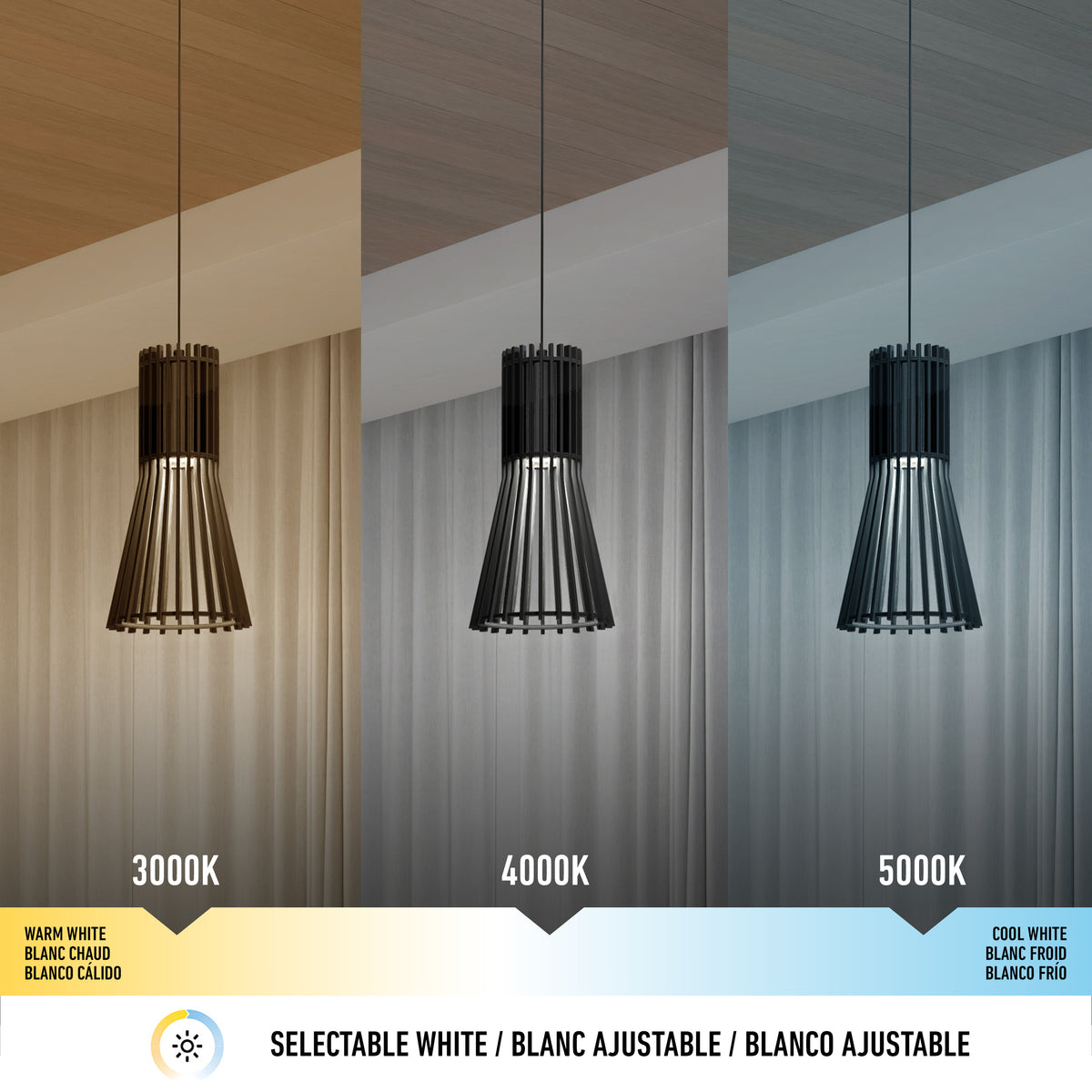 Kiyo lámpara suspendida LED moderno 3 CCT