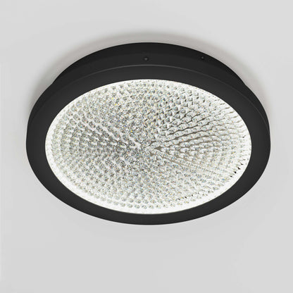 Artika Glitter 14 in. LED Flush Mount Ceiling Light features a sparkling glass center and emits bright white light against a plain background.
