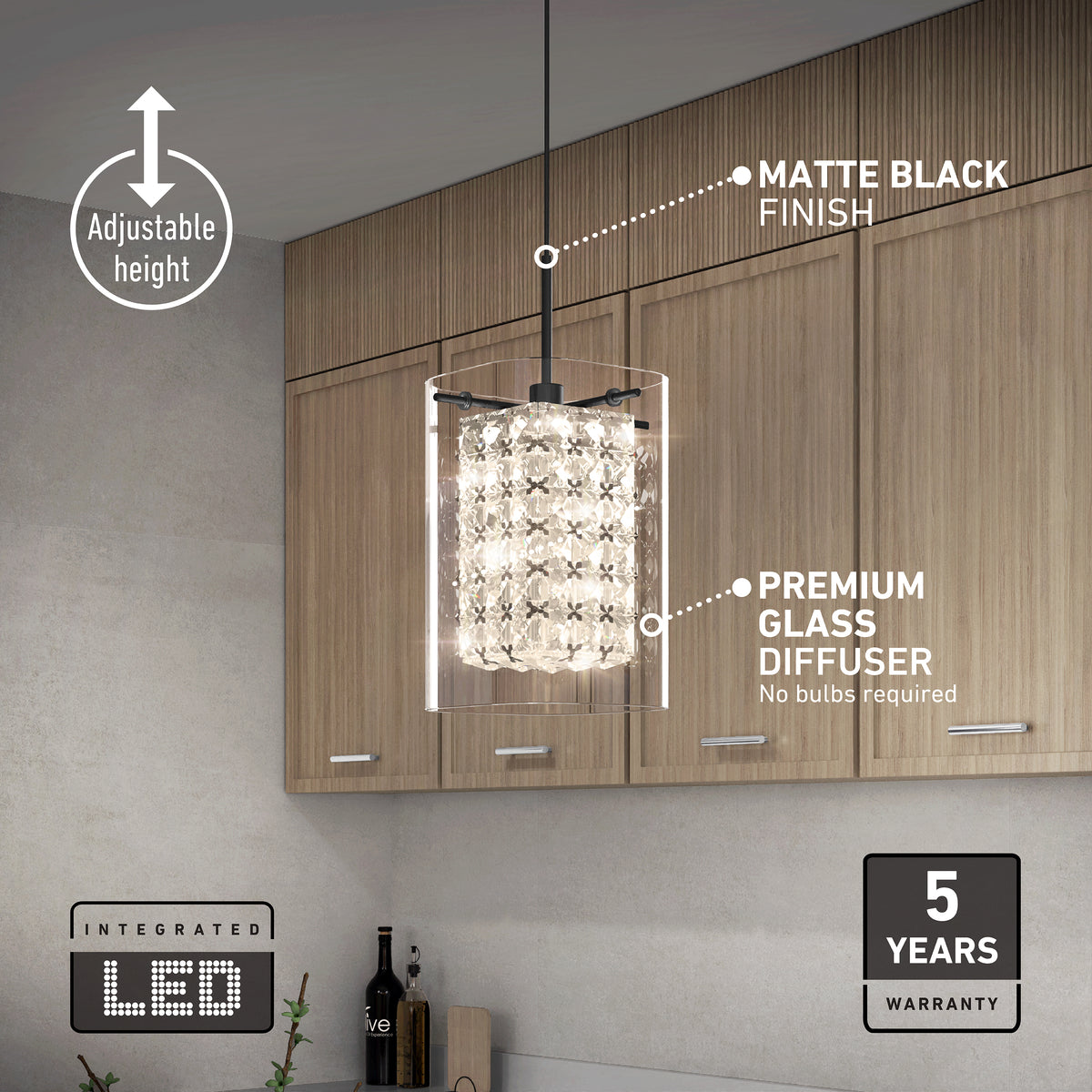 Crystal Cube 1-light LED pendant light