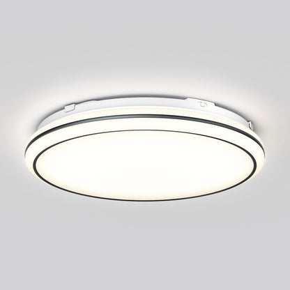 The Artika Emina 13 in. LED flush mount light features a modern round design with a white cover and slim black ring, delivering a soft, even 1,800-lumen glow and three selectable color temperatures.