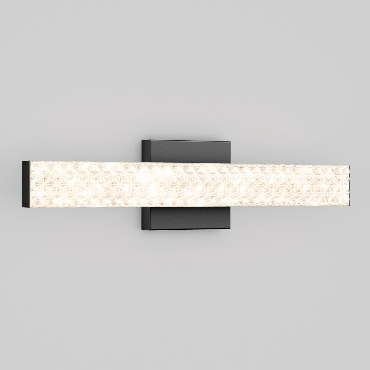 Artika Adeline 18-in Integrated LED vanity light bar features 3-CCT on a square black base, ideal for bathroom walls.