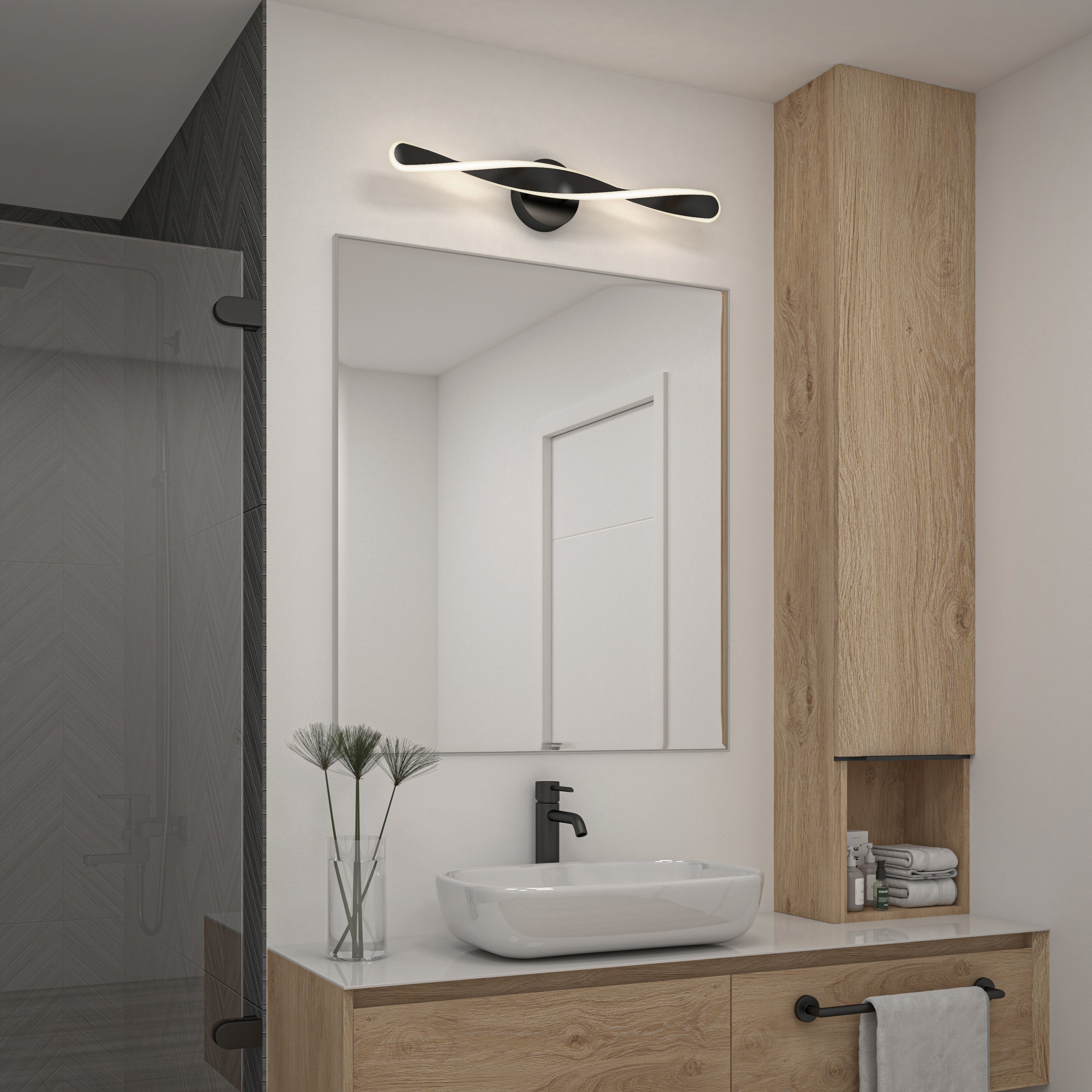 Finley LED modern bathroom vanity light 3 CCT black | Artika