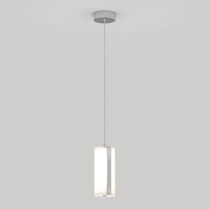 The Artika Subway Round Mini LED pendant light features a cylindrical frosted glass shade suspended from a slim cord and round metallic ceiling mount, shown against a plain white background.