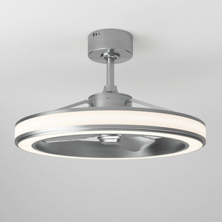The Artika Edwin 25 in. LED modern ceiling fan features 3 speeds, a remote, and a metallic finish on a white ceiling.