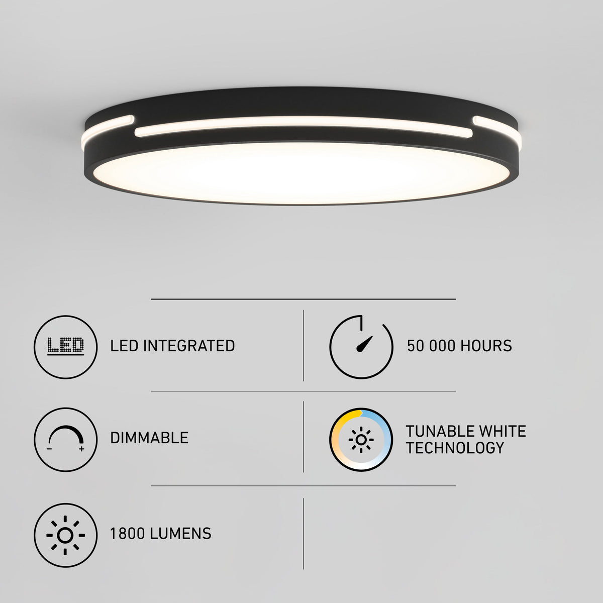 Artika Delray 16″ Modern LED Flush Mount Ceiling Light, 5 CCT, dimmable, 1800 lm, 50,000 hrs.
