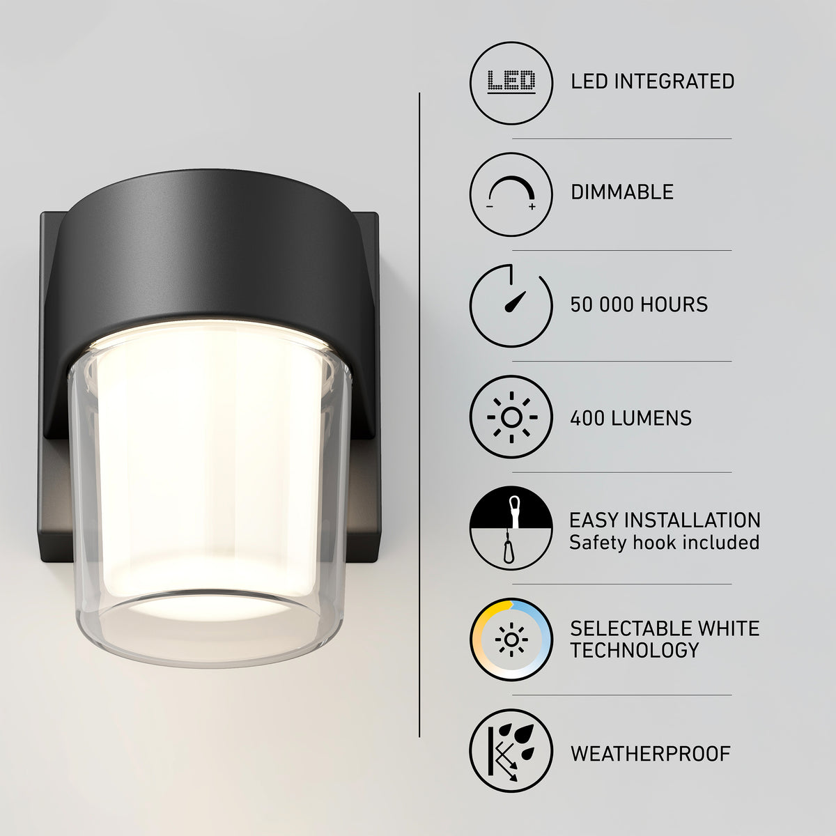 Halden indoor-outdoor LED wall light 5 CCT