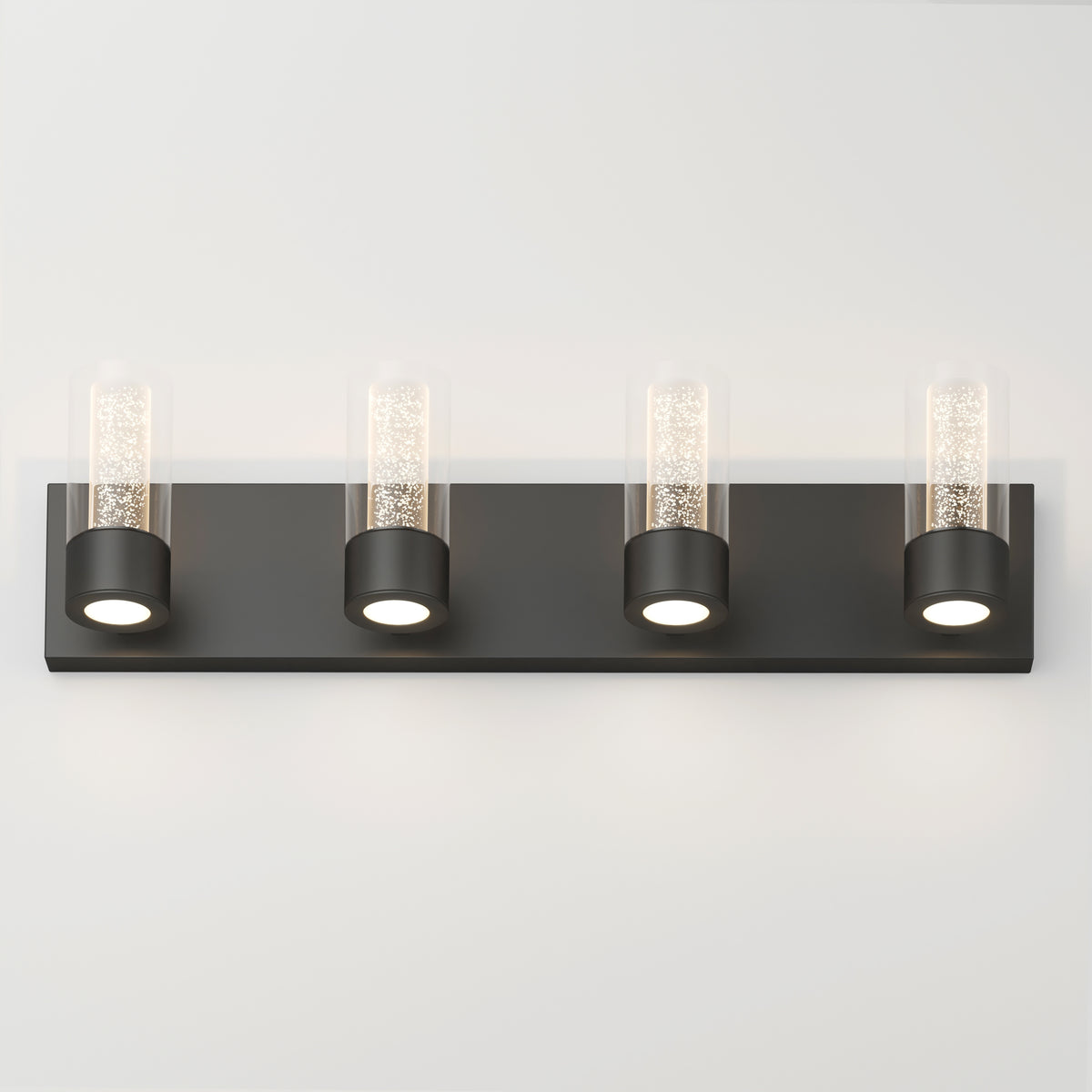 Artika Essence 27-in LED vanity light: modern 1-light fixture with a sleek rectangular black base for bathroom.