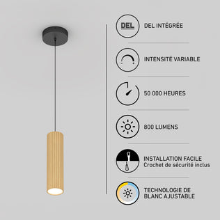 Artika Groove LED modern pendant light 3 CCT with 800 lumens, adjustable color, and 50,000-hour lifespan.