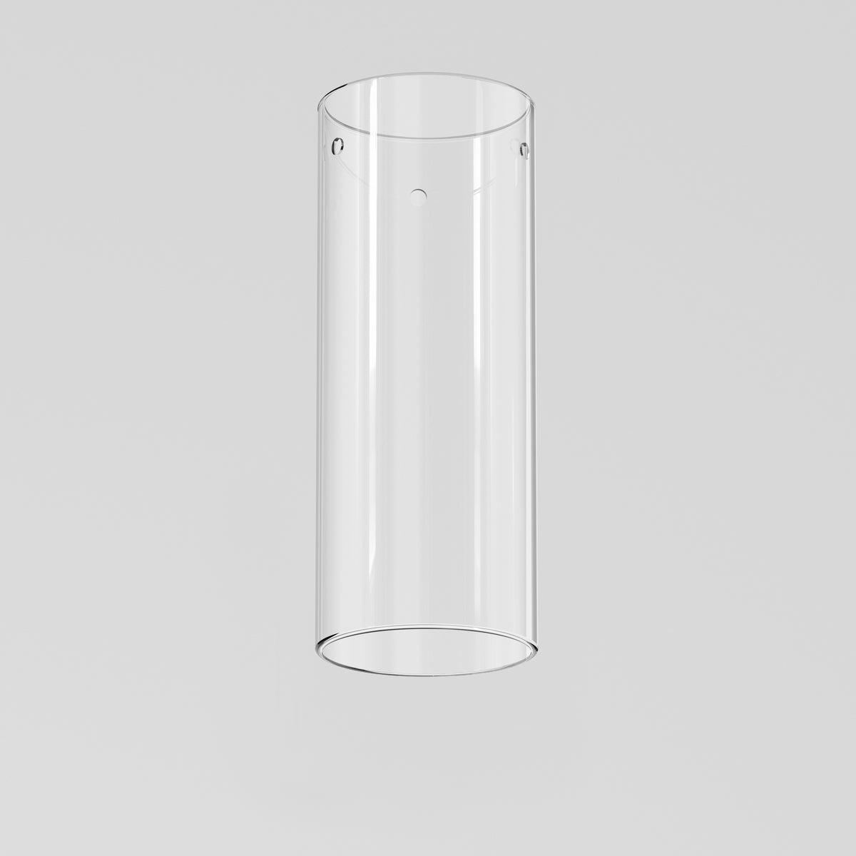 The Artika-CAN-dev Outer glass cylinder replacement part (259 mm) is shown suspended against a plain light gray background, featuring small holes near its top edge.