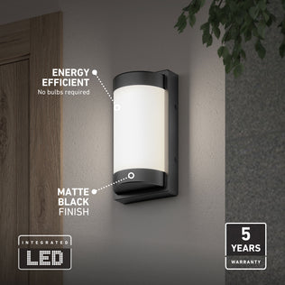 Artika Fogo modern LED indoor-outdoor wall light, 5 selectable CCT, matte black finish, 5-year warranty—stylish and versatile lighting.