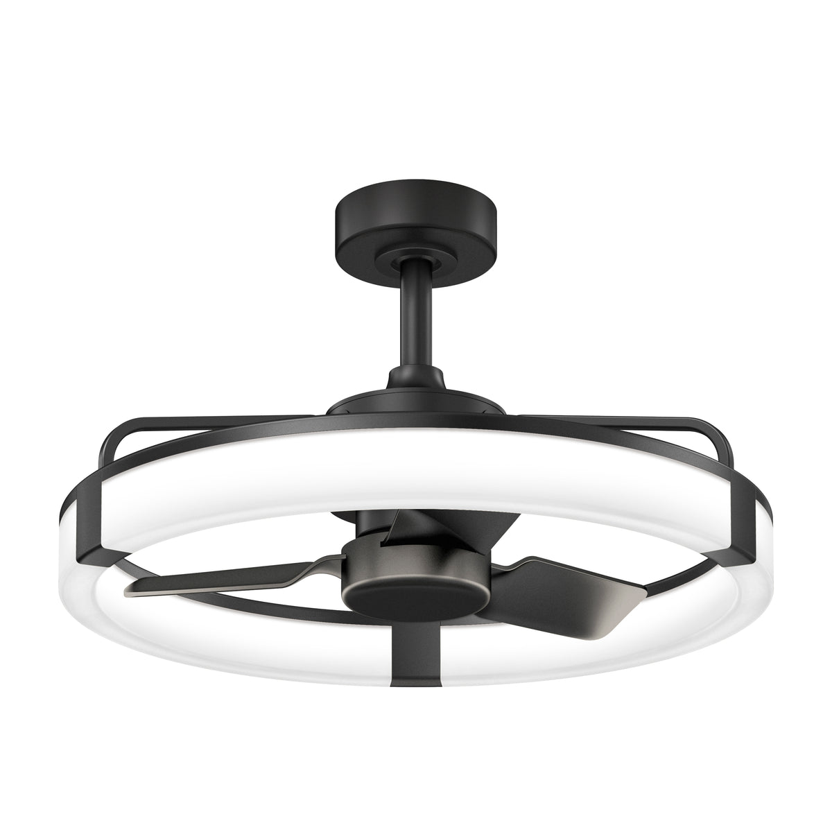 Artika Sunnyvale 23 in. LED modern fandelier ceiling fan with light and remote, featuring sleek black design and three blades.