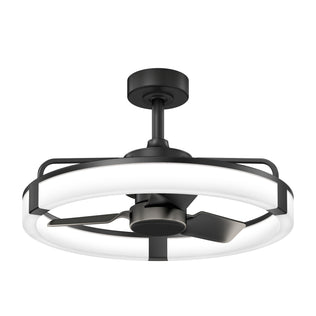 Artika Sunnyvale 23 in. LED modern fandelier ceiling fan with light and remote, featuring sleek black design and three blades.