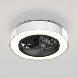 A modern ceiling fixture with a circular LED light ring, featuring a central black vent or fan with slatted grille, mounted on a white ceiling.