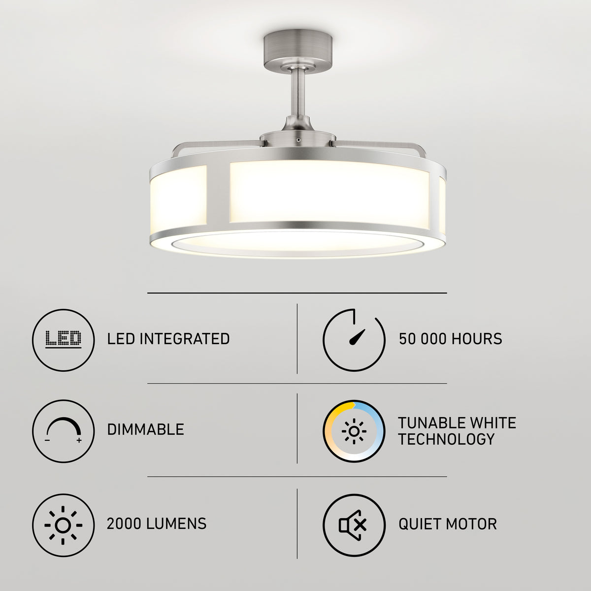 Huxley 23 in. (59 cm) LED modern fandelier ceiling fan with light