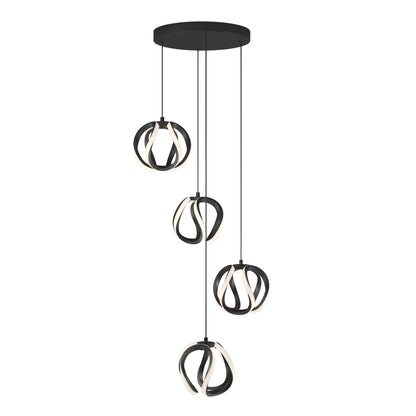 The Artika Vivaldi LED 4-light pendant features looping circular lights hanging at varied lengths from a round ceiling mount.