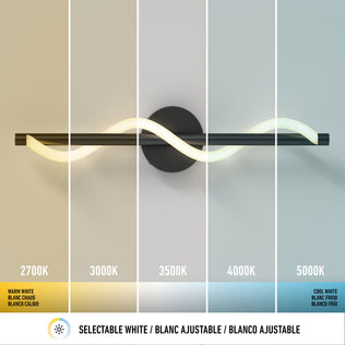 Artika Neon modern LED bathroom vanity light 5 CCT features five adjustable white color temps from warm (2700K) to cool (5000K).
