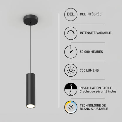 Artika Groove LED modern pendant, 3 CCT, textured wood finish—dimmable, 700 lm, 50k hrs; perfect kitchen island lighting.