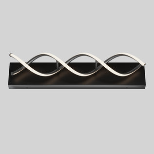 Artika DNA modern LED bathroom vanity light features two wavy tubes on a black base, offering a sleek, contemporary look.