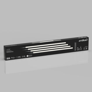 A black rectangular Artika Lumilok LED Wall Panel Light with remote for Sonolok, featuring integrated LED strips on the box.