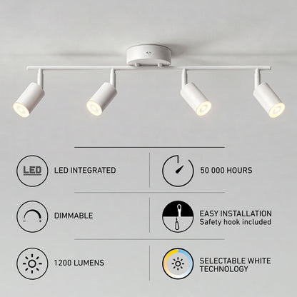 Artika Asher 32″ 4-Light LED Track Light, 3CCT selectable, dimmable, 1200 lumens, 50,000-hr life, adjustable heads.