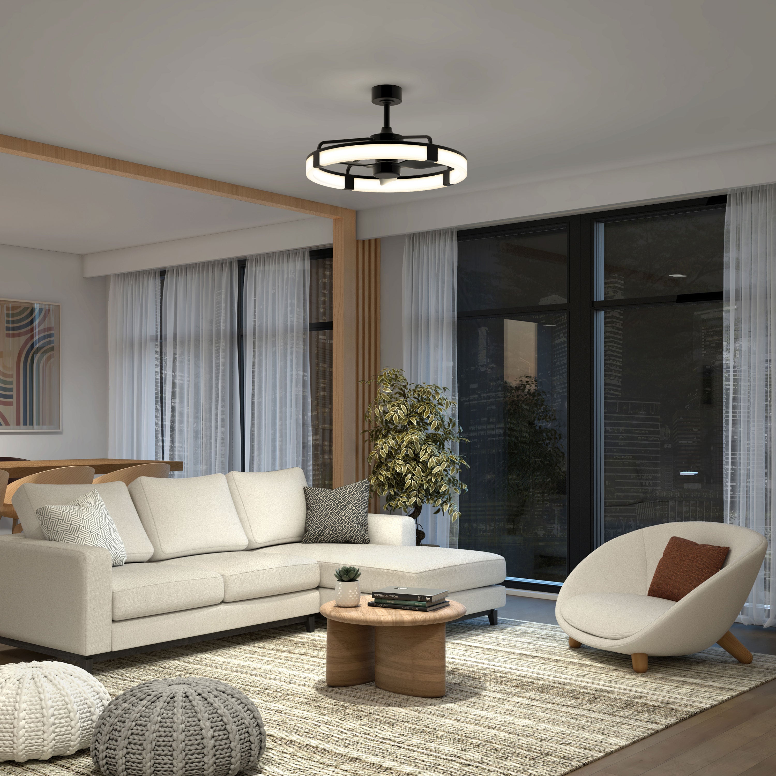 Sunnyvale 28 in. LED modern ceiling fan in Black | Artika