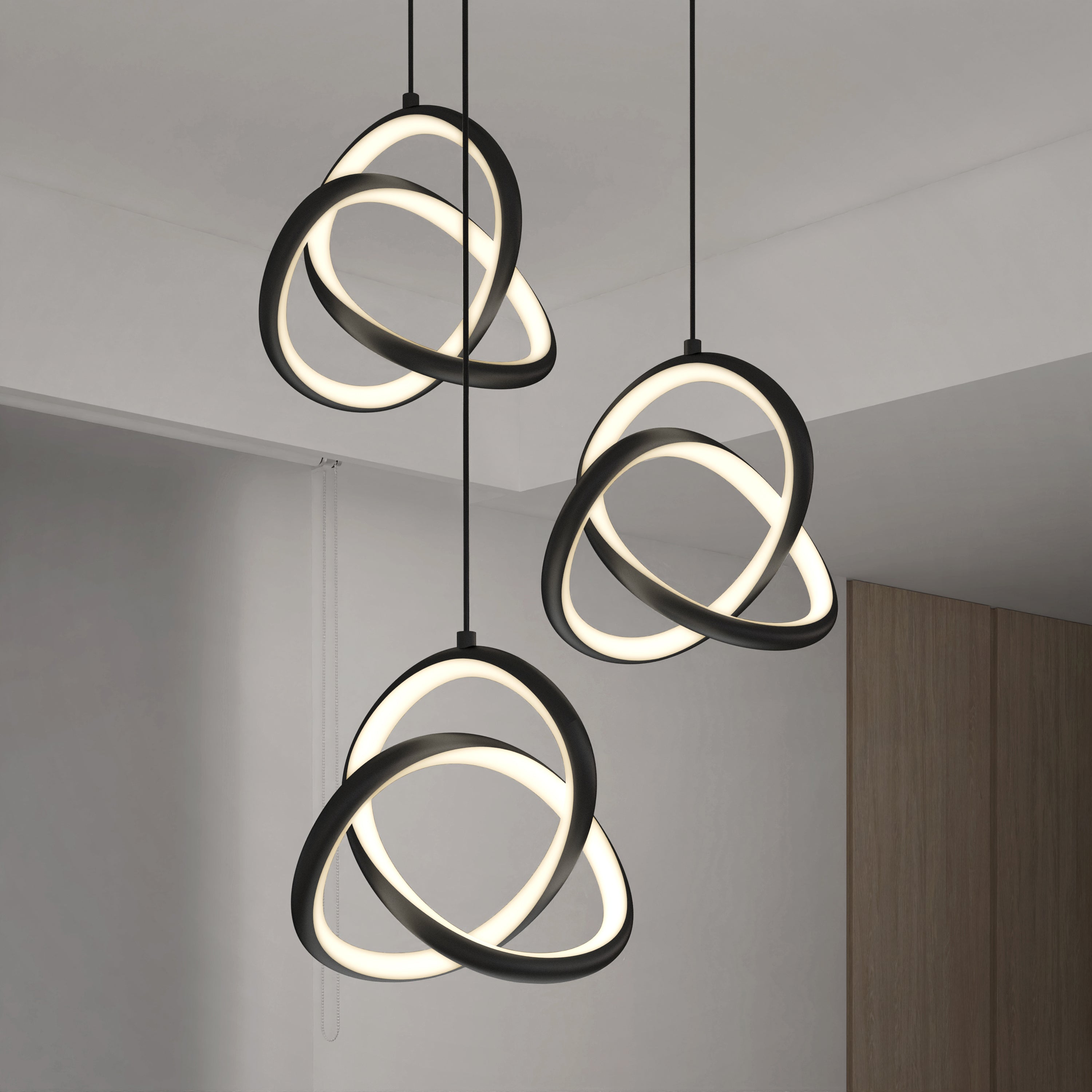 Zephyr modern 3-light LED pendant light 3 CCT black | Artika
