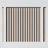 A square panel with alternating vertical black and light wood-colored stripes, bordered by two separate matching striped panels on the left and right, all set against a plain light background.