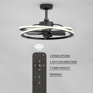 The Artika Coda 23 in. LED ceiling fan has tunable color, 3 speeds, dimmable light, timer presets, and remote control.
