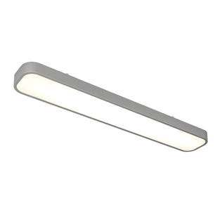 The Artika Europa 36 LED flush mount light features a modern rectangular design with rounded corners, a slim silver frame, and a frosted white panel for diffused light. Includes remote control.