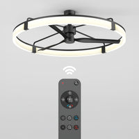 Artika Sunnyvale 52 in. LED Modern Ceiling Fan with remote, shown in black with multiple buttons and a signal icon.