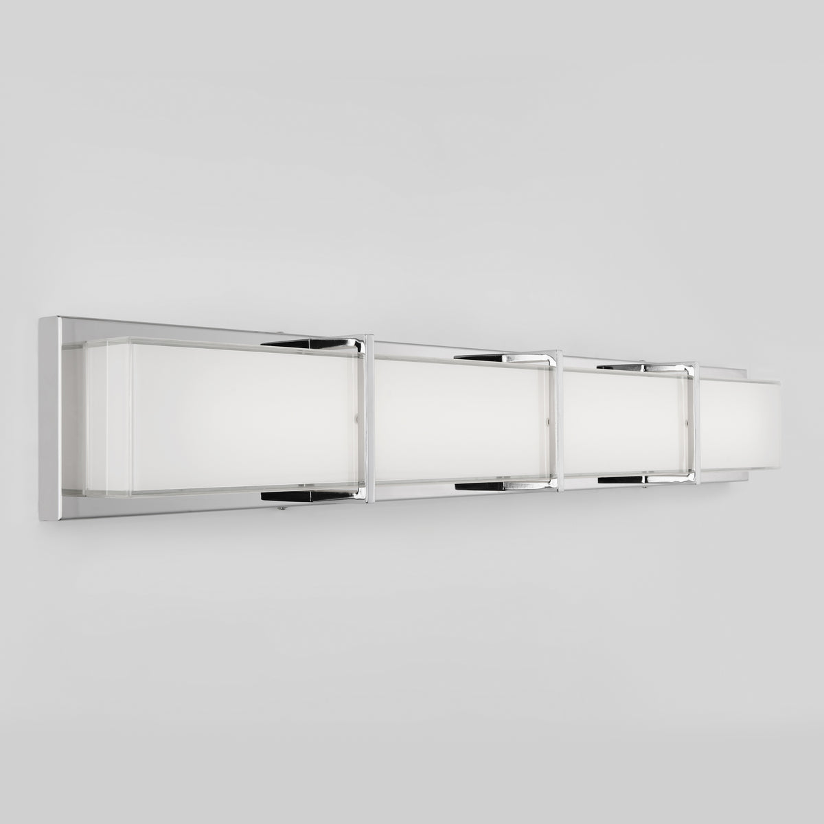 The Artika Subway 35-in (89 cm) Integrated LED Vanity Light Bar features a modern rectangular design with a brushed nickel frame and frosted white panels, made for horizontal bathroom installation.