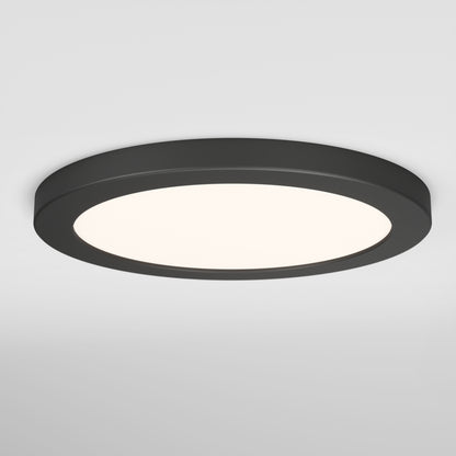 The Artika Europa Disk 9 in. LED modern flush mount light features a black frame and white illuminated center, offering a sleek look for any plain white ceiling. This fixture is 3 CCT adjustable for customizable lighting.