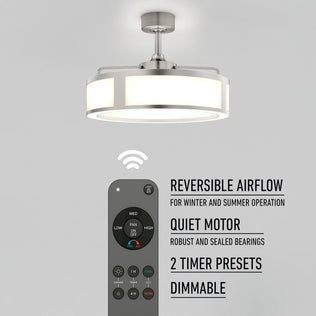 Artika Huxley 23 in. LED ceiling fan: modern, quiet, dimmable light, 3 speeds, remote, reversible airflow, timer presets.