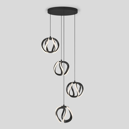 Artika’s Vivaldi LED 4-light pendant features four looped rings hanging at varied heights from a round mount with integrated LEDs.