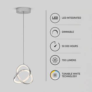 Zephyr LED pendant light with integrated dimmable, tunable white technology, a 50,000-hour lifespan, and 700 lumens for energy efficient lighting.