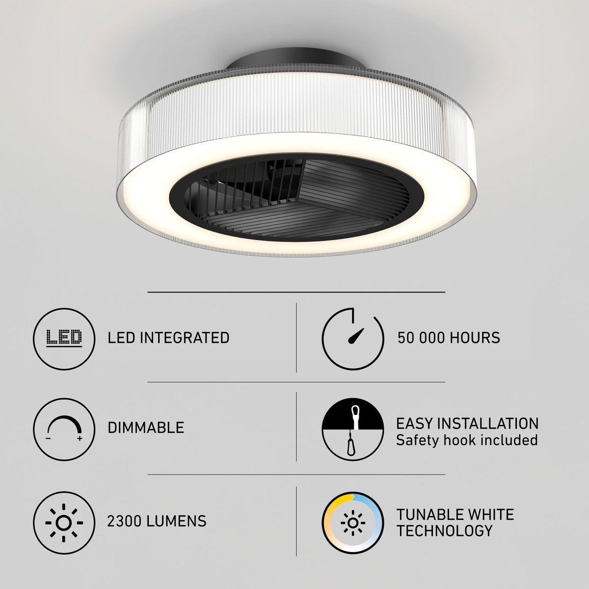 Artika Groove 20-in. LED fandelier ceiling fan with remote; dimmable, tunable white, 2300 lumens, easy install, lasts 50,000 hrs.