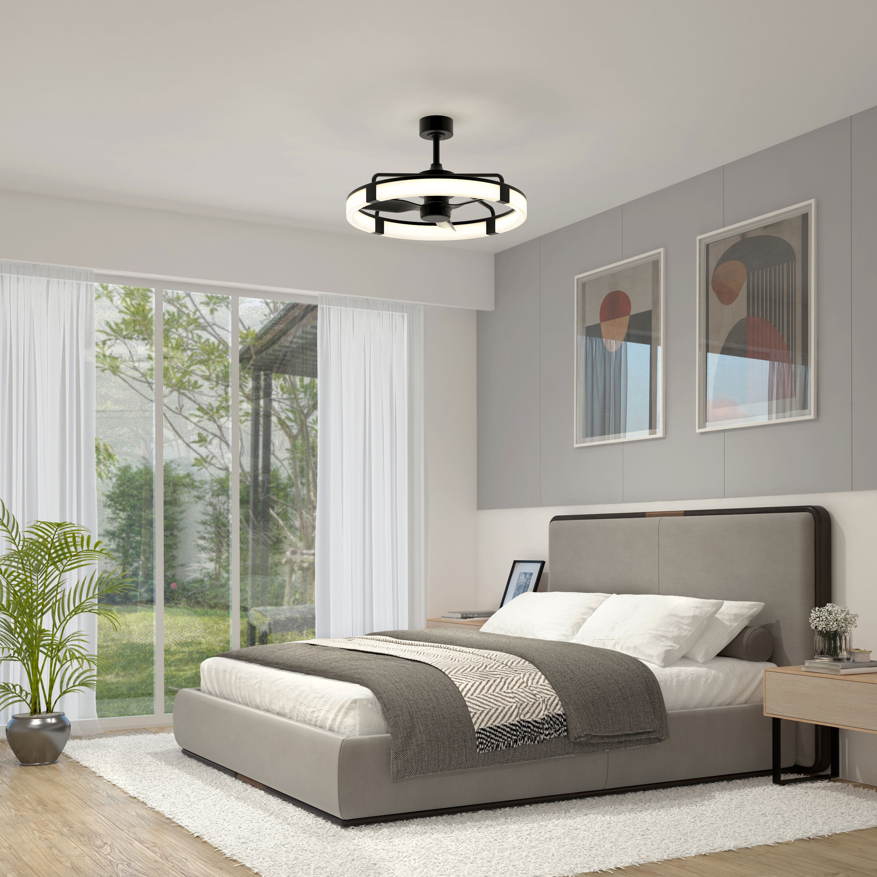 Artika Sunnyvale LED シーリングファン Sunnyvale 28 in. LED modern ceiling fan in Black | Artika