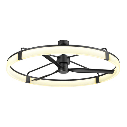 Artika’s Sunnyvale 52 in. LED Ceiling Fan features three blades, a circular LED light, and a sleek black and white design with remote.