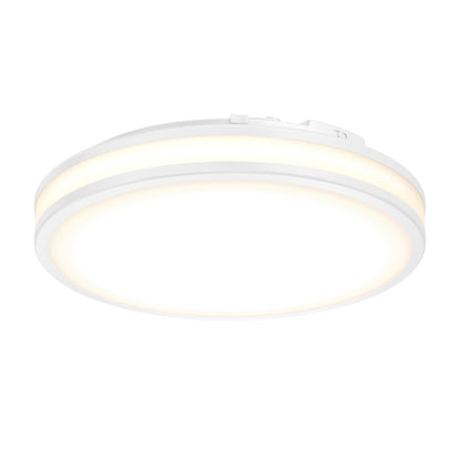 The Artika Hemisphere 15 in. LED flush mount light features a round, modern white design with a glowing ring and offers 5 CCT options for soft, even warm lighting.