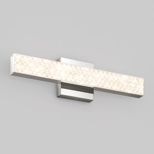 The Adeline modern LED bathroom vanity light by Artika features a textured glass front and metallic base for stylish bath lighting.