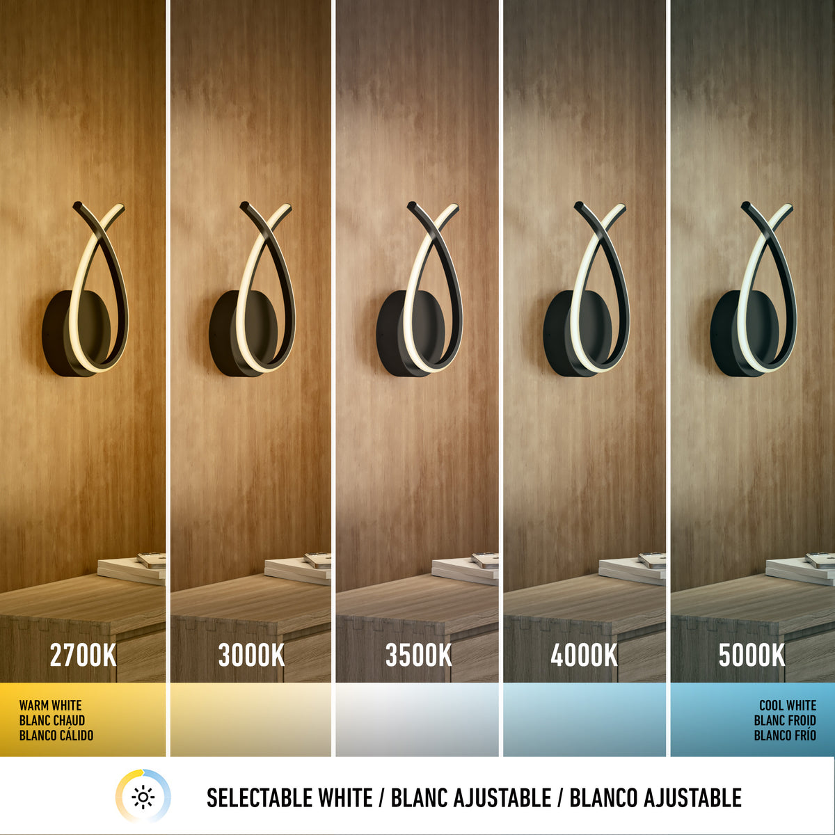 Gamma modern LED wall sconce 5 CCT