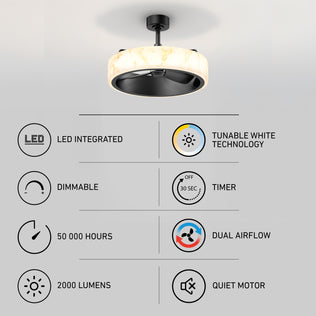 Artika Selena 23 in. LED ceiling fan with remote—dimmable, tunable white, timer, quiet motor & 50,000-hour lifespan.