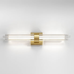 Artika Dorado 27 in. LED Wall Vanity: 1-light, 5CCT, modern gold sconce with clear rods, dimmable warm bathroom light.